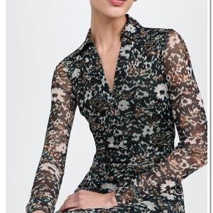 NWOT Madewell Chandra Camo Floral Mossy Umber Dress Mesh